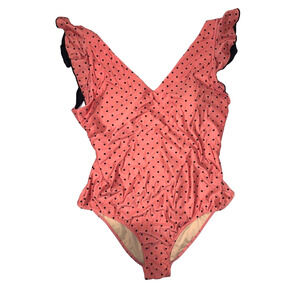 Summersalt Womens The Ruffle Backflip Polka Dot One Piece Swimsuit Plus Size 22